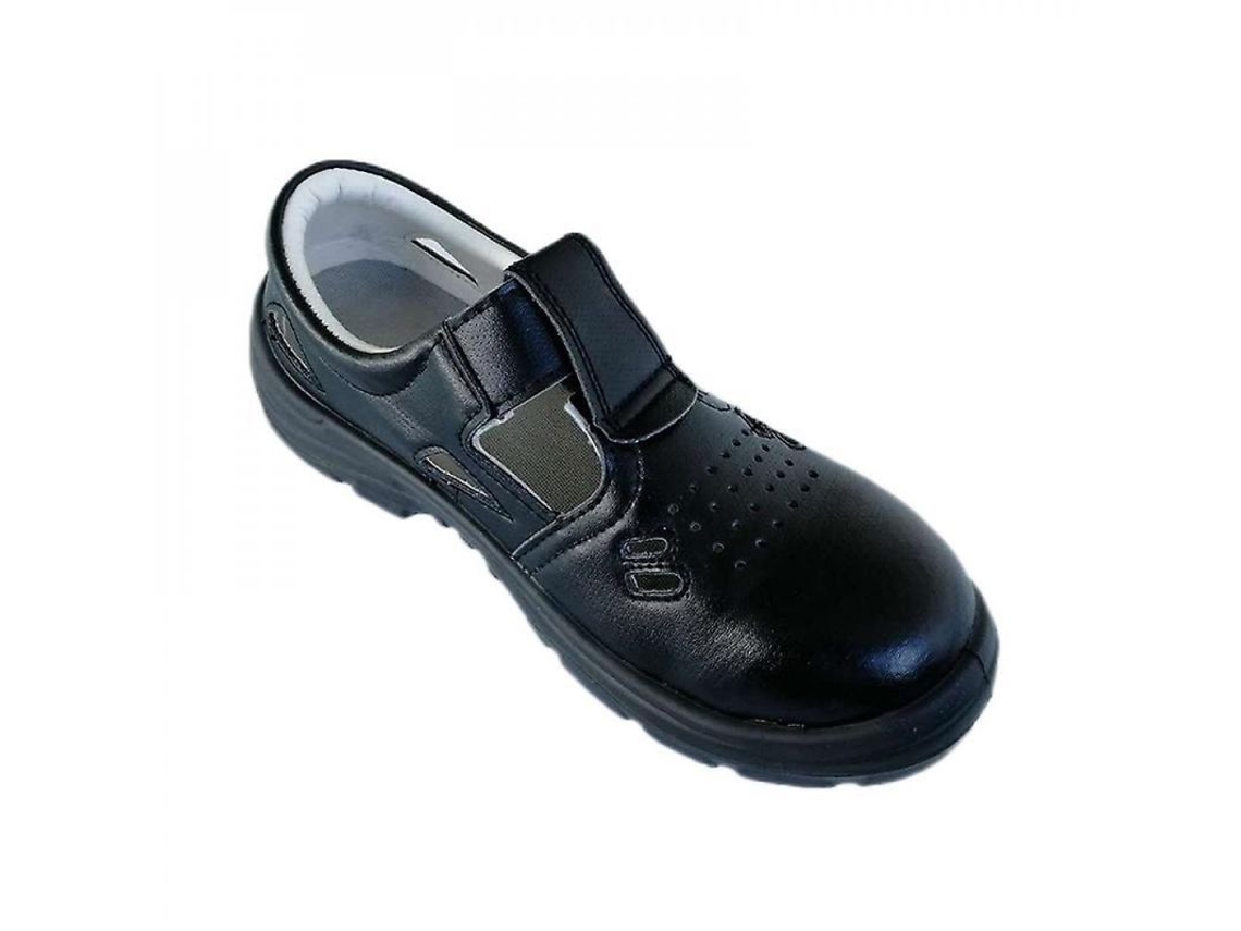Zapatos De Trabajo Unisex Com Cintas De Segurança Ponta De Aço Antiderrapante Para Cozinheiros E Ofício 35 Negro
