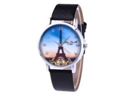 Relógio feminino Zhoulianfa Fashion Watch, modelo F-420x, em couro preto com estampa de crocodilo e movimento de quartzo.