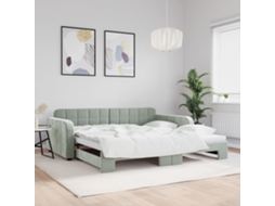 Vidaxl Sofá-cama Com Gavetão 100x200 Cm Veludo Cinzento-claro