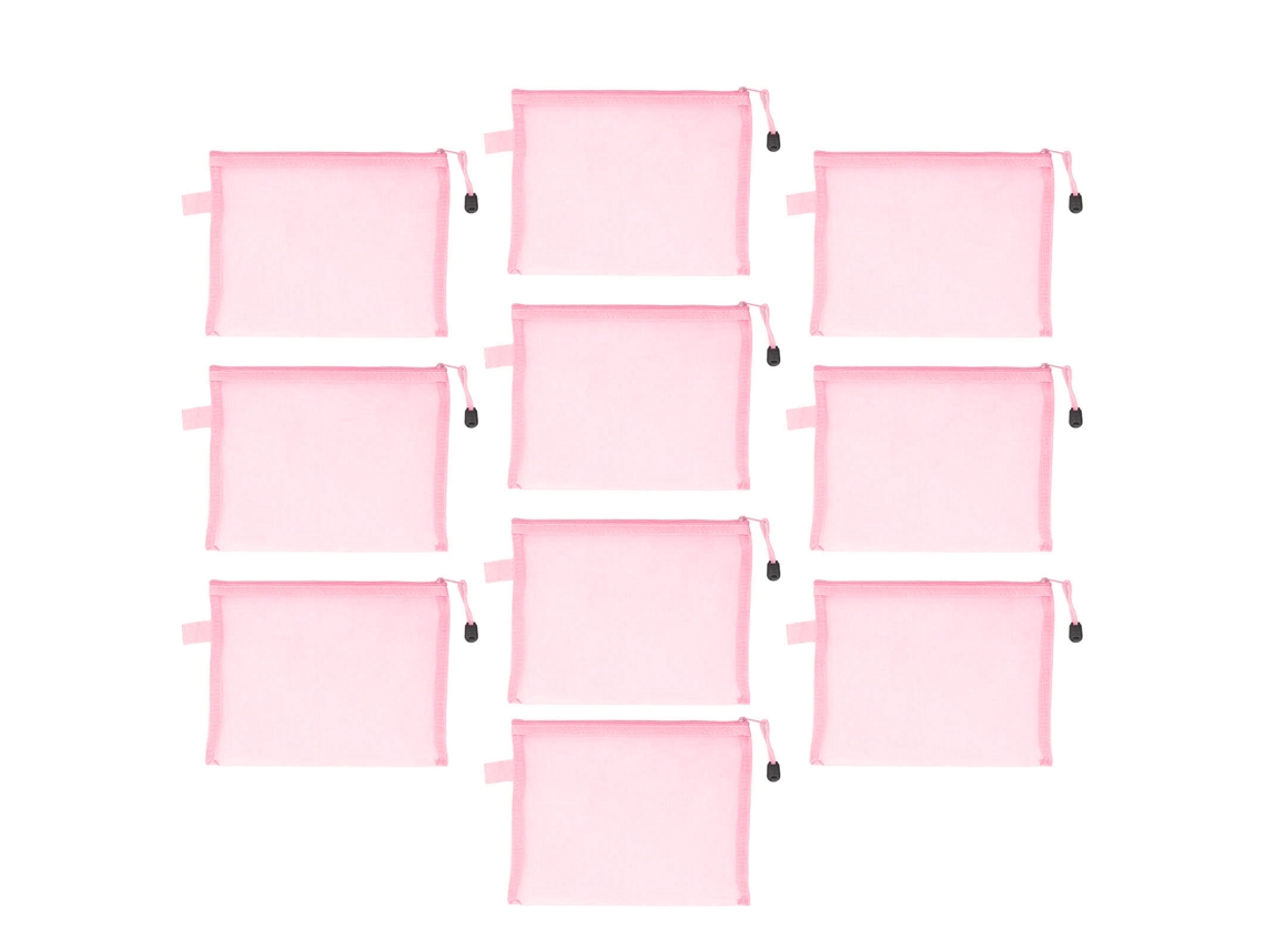 10 Unidades De Capa De Documento Com Cremallera Impermeável E Resistente A Rasgos Tamanho A5 Rosa