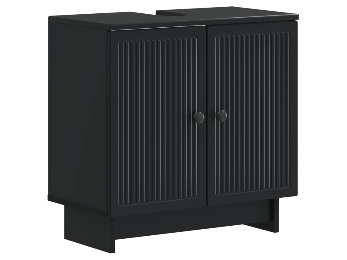 Vidaxl Armário Para Pia De Banheiro Ede Preto 59,5 X 31,5 X 59 Cm
