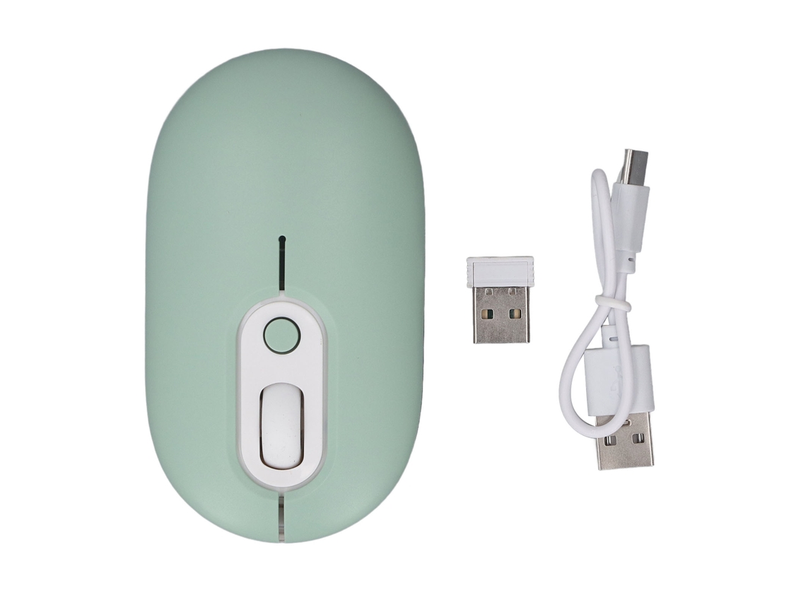 Ratón inalámbrico 2,4 GHz con receptor, batería 500 mAh, clic silencioso, DPI 800/1200/1600 para portátil, verde | S/MARCA