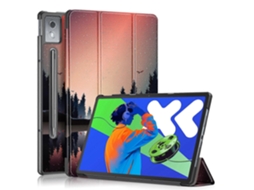 Capa De Couro Para Tablet Lenovo Tab P12 12.7 2025 Custer Painted Com Suporte Triplo