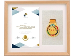Cadre Médaille Et Photo En Bois Massif Multicolore 35x43cm (marrom - 43 * 35cm) Boîte Stockage Médailles Pour