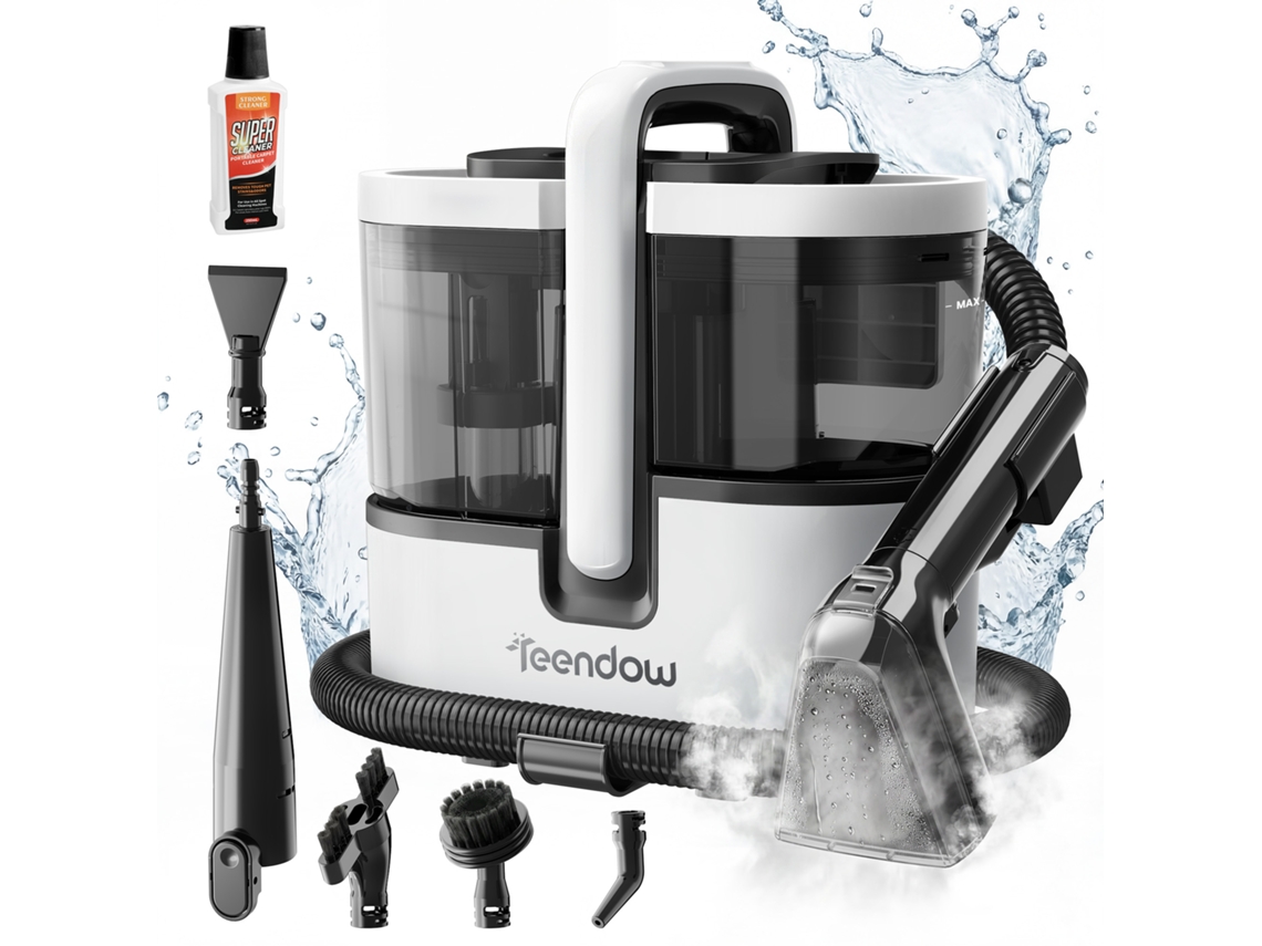 Teendow Máquina De Limpeza De Tecidos Com Vapor E Água Quente 1800w, Aspirador Para Sofás Tapetes E Estofos Com Depósito 1600ml Água Limpa E 1500ml Ág