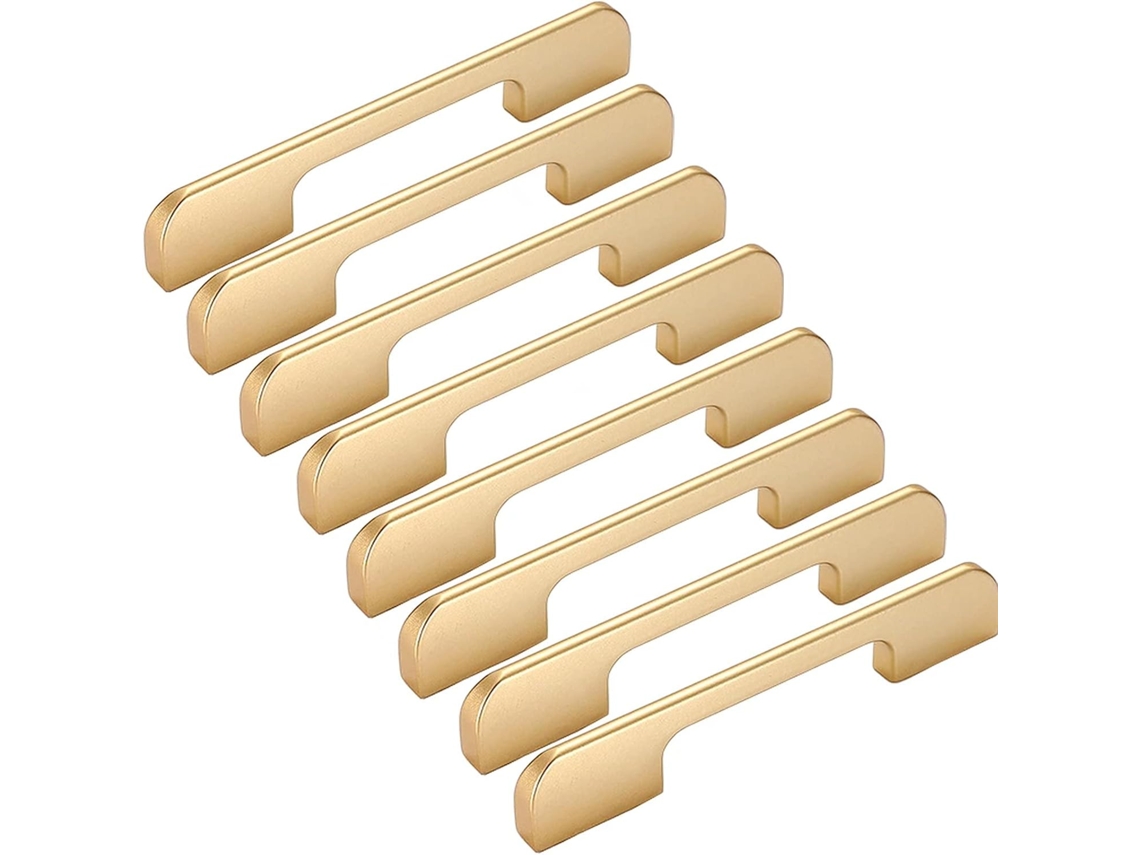 Conjunto De 8 Puxadores Alumínio Dourado Para Portas, Gavetas, Guarda Roupas E Caixas De Armazenamento, Com Parafusos De