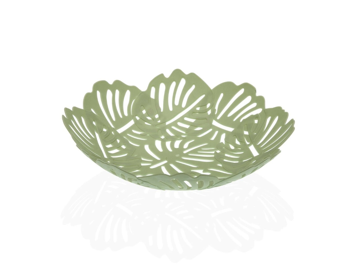 Centro de Mesa VERSA Folhas Verde Polipropileno 27x6x27 cm