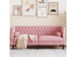 Vidaxl Sofá Chesterfield Com Rolos 2 Lugares Veludo Rosa