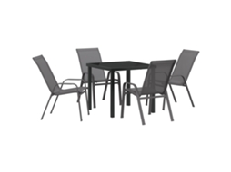 Conjunto 5 De Jantar Vidaxl Textilene Cinza E Aço