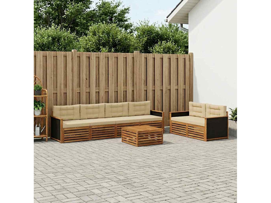 Vidaxl Conjunto De Sofás Para Exterior 7 Unid. Natural E Bege