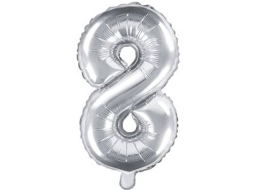 Balão PARTYDECO número 8 Foil 35cm Prateado