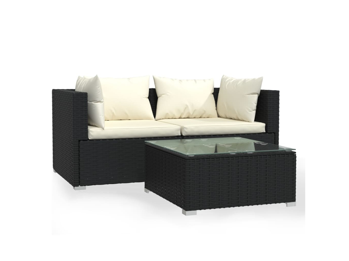 Garden Lounge Set, Garden Lounge Sets Vidaxl Preto Rattan / Vime (n/a)