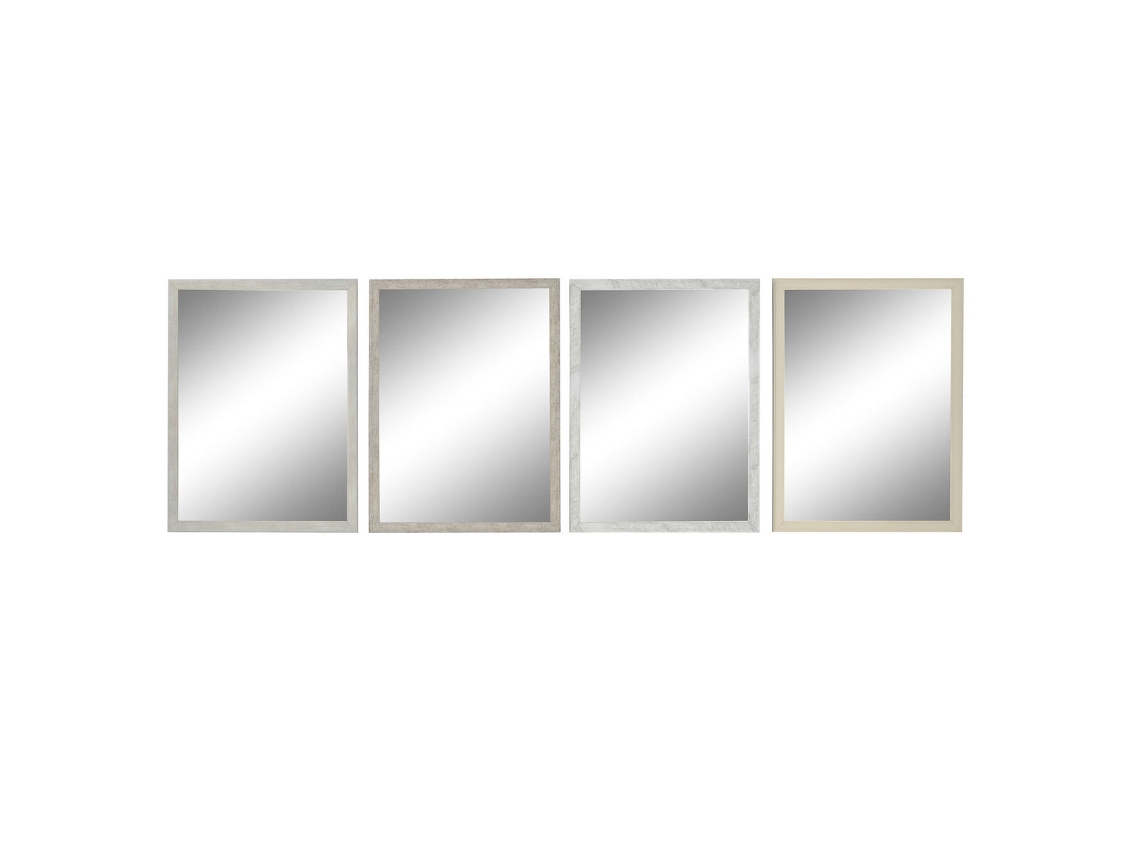Espelho de Parede Dkd Home Decor 56 X 2 X 76 Cm Cristal Cinzento Bege Branco Poliestireno 4 Unidades