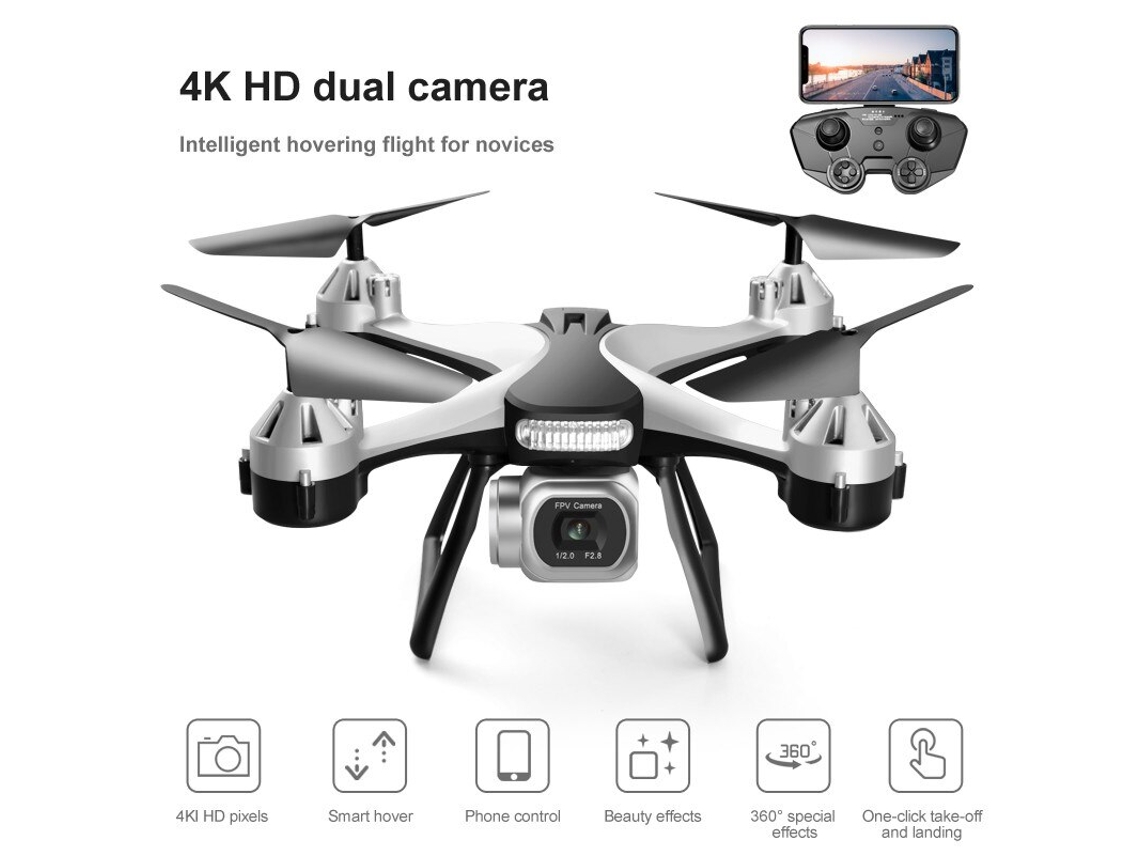 Mini Drone com Câmera Dupla Hd Profissional 4K Duração Da Bateria: 15 Min Cinza