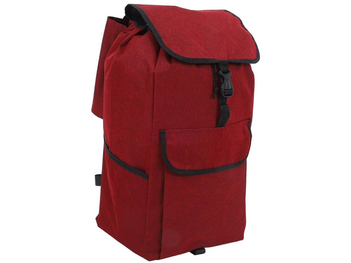 Sacola De Compras Dobrável Oxford Para Carrinho, Vermelha Escura, 55,00 X 32,00 X 24,50 Cm, Tecido Oxford, Para Uso Familiar, Pacote Com 1 Unidade.
