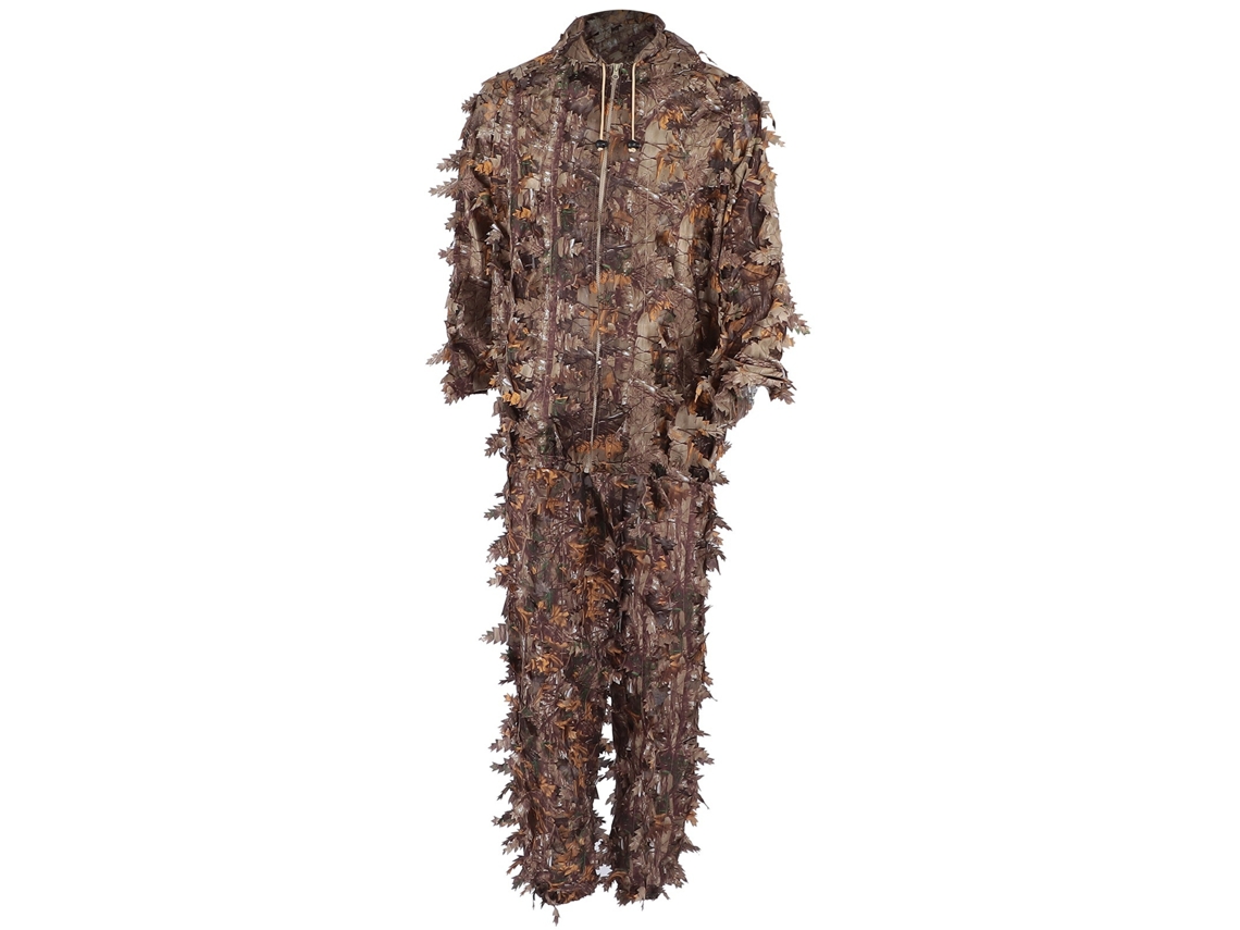 Omni-traje Ghillie Camuflaje Salvaje Marrón Con Chaqueta Y Pantalones De Hojas 3d Para Caza
