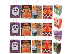 Conjunto De 24 Sacolas Kraft Para Halloween Para Adultos, Sacolas De Papelão Com Estampas Incríveis Gokoco