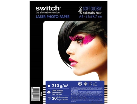 Papel Fotográfico SWITCH Ultra Soft Glossy Semi-brilhante Branco A4 (210 g/m²)