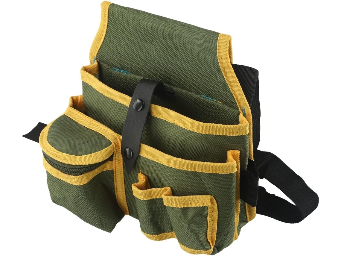Bolsa resistente para ferramentas em poliéster 600D com altura ajustável, equipamento essencial para projetos de construção.