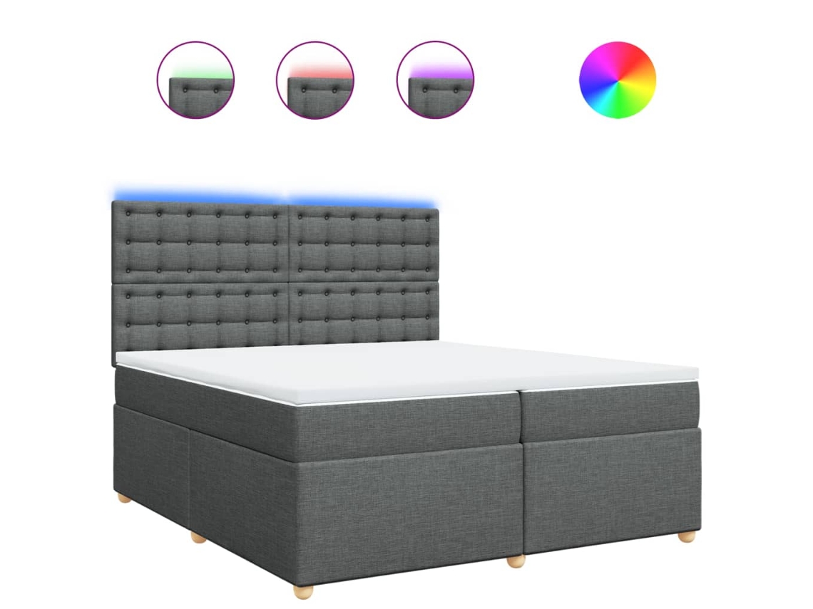 Box Spring Bed, Box Spring Beds Vidaxl Cinzeto Tecido (200 X 200 Cm)