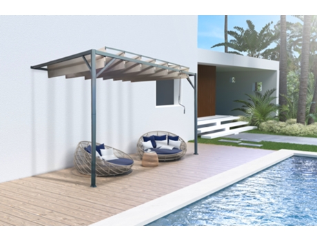 Pérgola Bioclimática de Parede CAZEBOO Bahia 300L300 Bege
