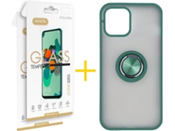 Capa e 2 X Película de Vidro iPhone 11 Pro SKYHE Gel Bumper Ring Verde
