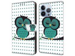Capa Em Couro Pu Magnético Para Apple Iphone 16 Pro - Coruja Adormecida