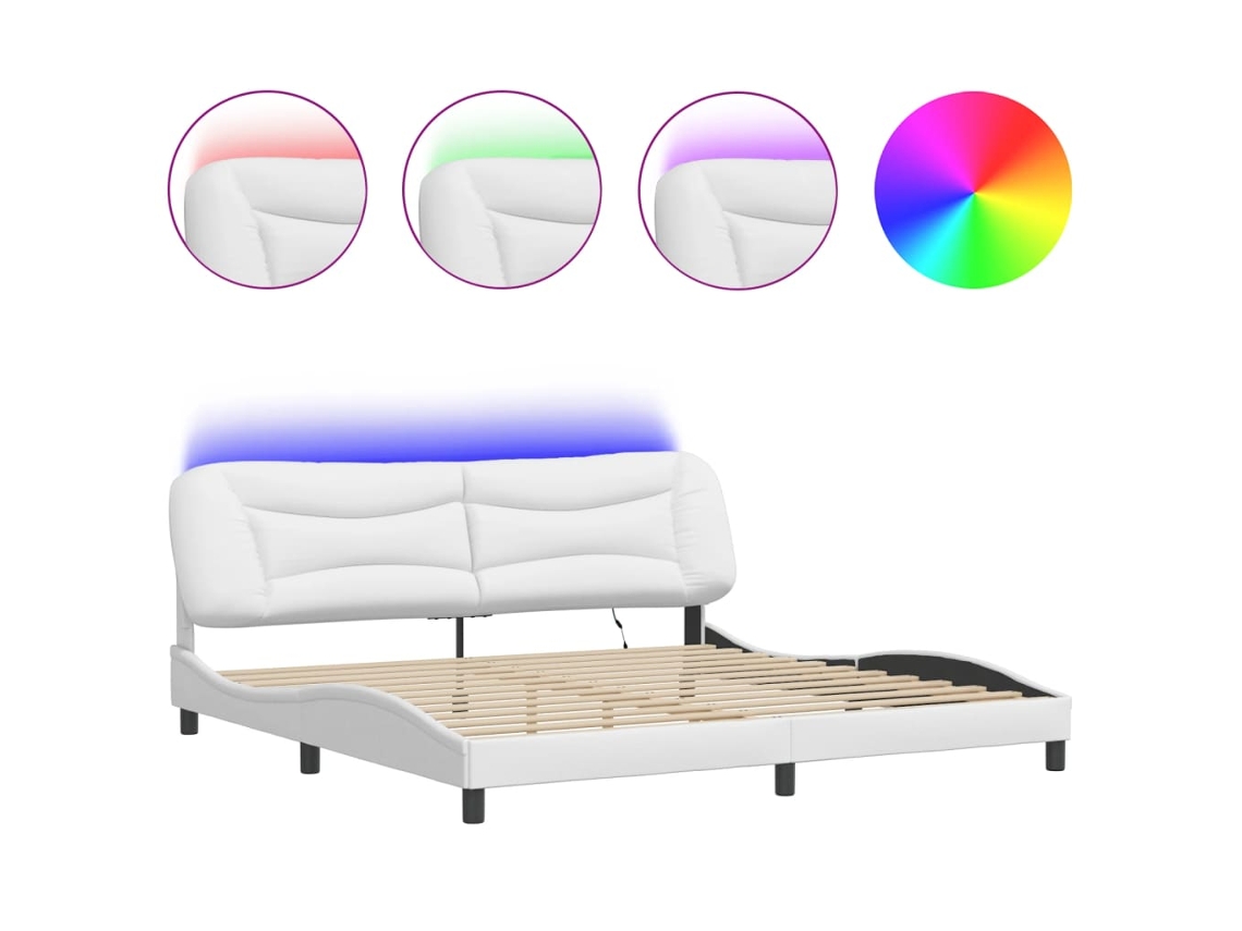 Bed Frame, Bed Frames Vidaxl Branco Couro Artificial (200 X 200 Cm)