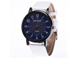 Relógio de pulso casual para casal Zhoulianfa, com pulseira de couro PU e mostrador redondo branco simples.