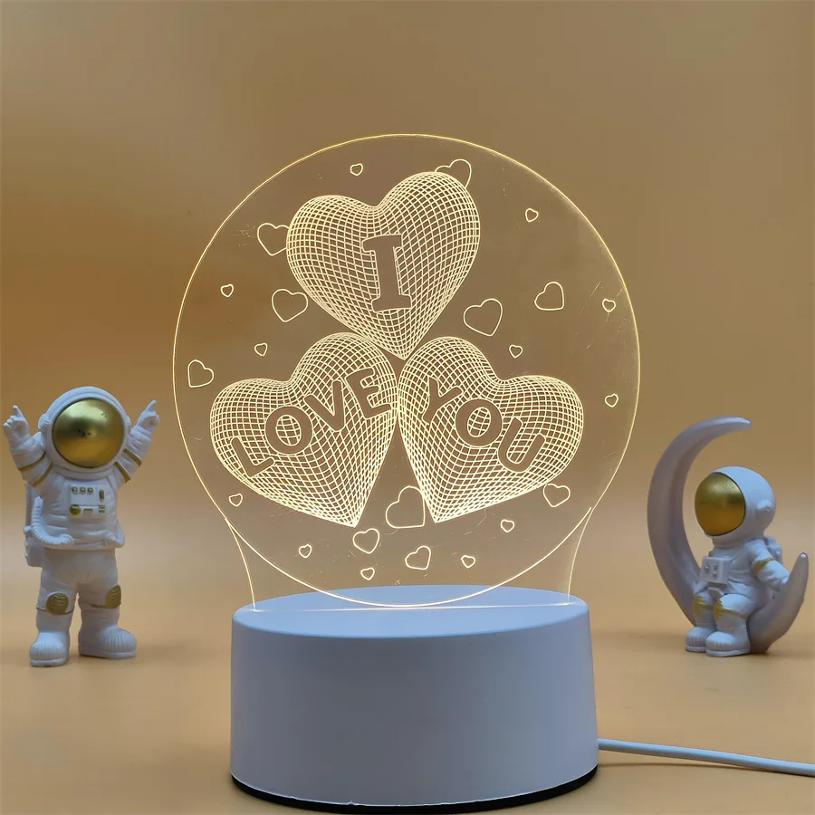 Luminária Noturna Led Usb 3d em Acrílico , Ideal para Decoração de Casa e Quarto. MDUG (7 Cores)