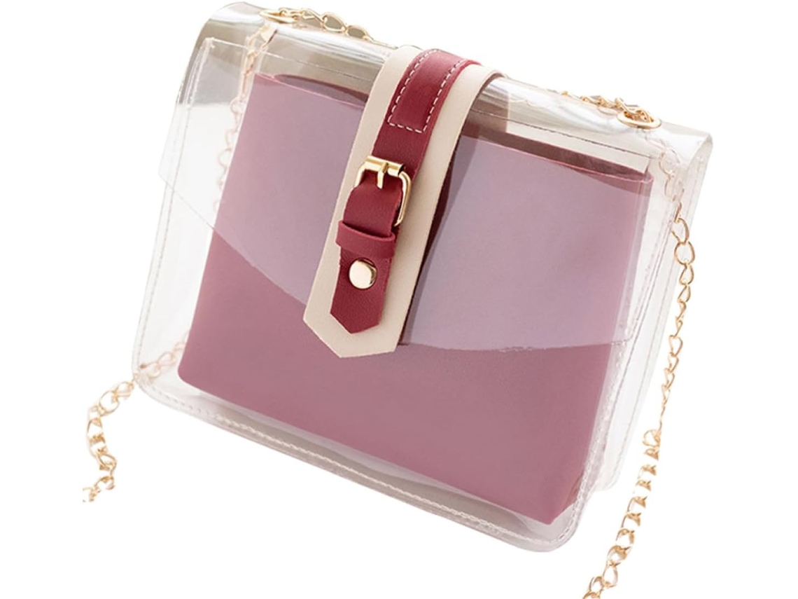 Bolsa Transversal Pequena E Elegante Com Corrente Transparente Para Mulheres.