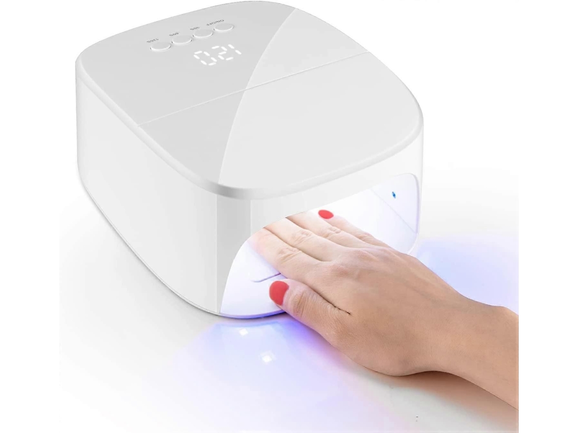 Lâmpada UV/LED branca de 60 W para unhas em gel, ferramenta profissional de secagem com 3 configurações de temporizador e visor LCD - GOKOCO