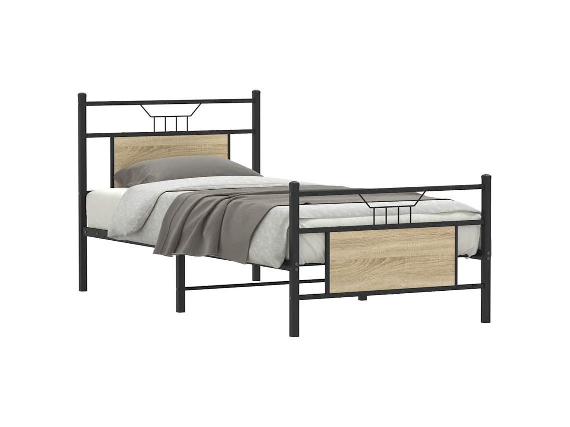Vidaxl Estrutura Cama S/ Colchão Derivados De Madeira Carvalho Sonoma