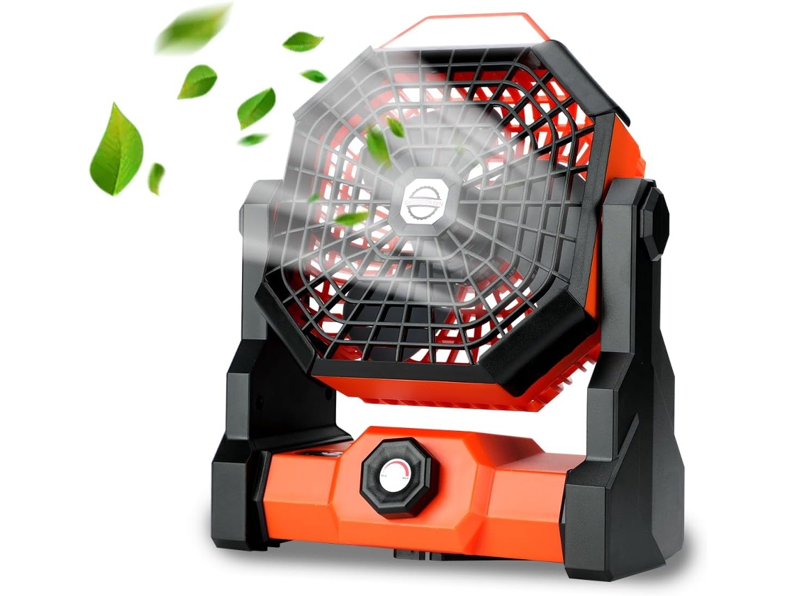 Ventilador De Acampamento Portátil Recarregável Com Lanterna Led Zeuxo (laranja)