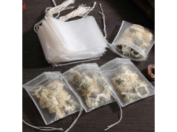 100 Saquinhos De Chá Descartáveis ​​de Tecido Não Com Cordão Fechamento Selado A Quente, Próprios Para Alimentos, 10*12cm