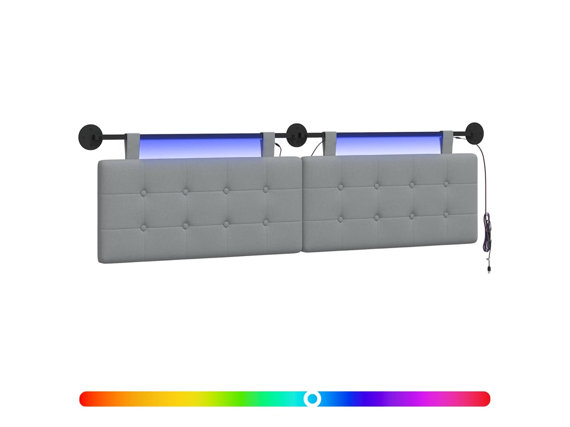 Conjunto 1 Cabeceira De Quarto Vidaxl Cinzento-claro Tecido (170 X 55 X 5 Cm)