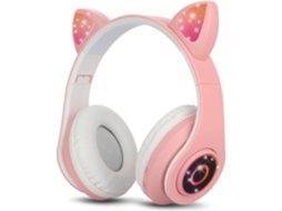 Auscultadores Bluetooth ENZONS  Sem Fio para Crianças Orelha de Gato Sobre a Orelha Rgb Luzes Intermitentes Dobráv