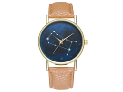 Relógio de pulso Zhoulianfa Constellation Fashion Quartz para homens e mulheres com pulseira de couro PU (bege)