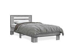 Bed Frame, Bed Frames Vidaxl Cinzeto Madeira Processada (75 X 190 Cm)