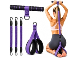 Conjunto De Faixas Elásticas Resistência Com Alças E Pedal Para Treino Em Casa | Pedais Pilates Exercícios