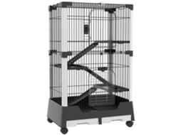 Gaiola Para Pequenos Animais Com Rodas, 114x75x50 Cm, Com 3 Plataformas, 3 Rampas E Bandejas Removíveis.
