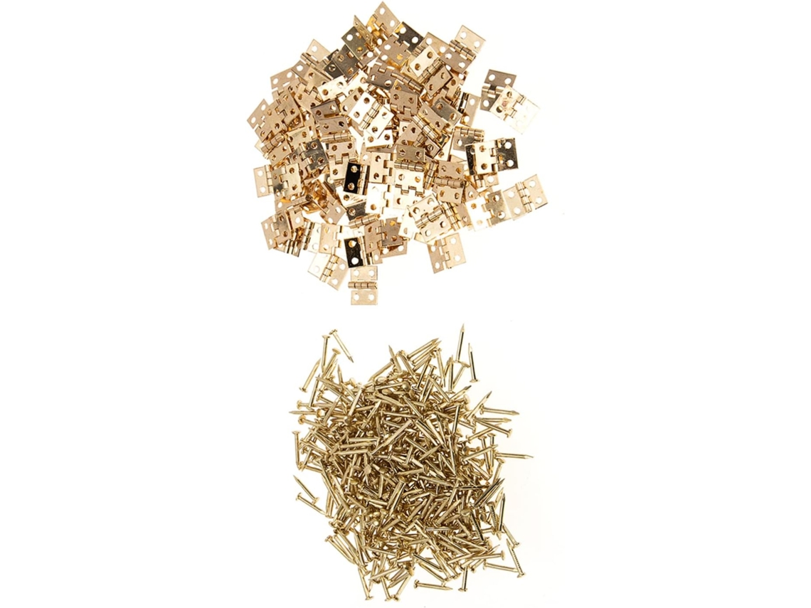 Conjunto De 100 Mini Cobre Para Caixas Madeira, Com E Ideais Pequenos