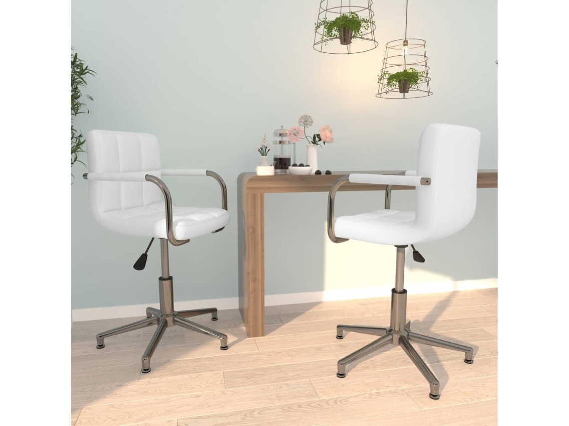 Vidaxl Cadeiras De Jantar Giratórias 2 Pcs Couro Artificial Branco
