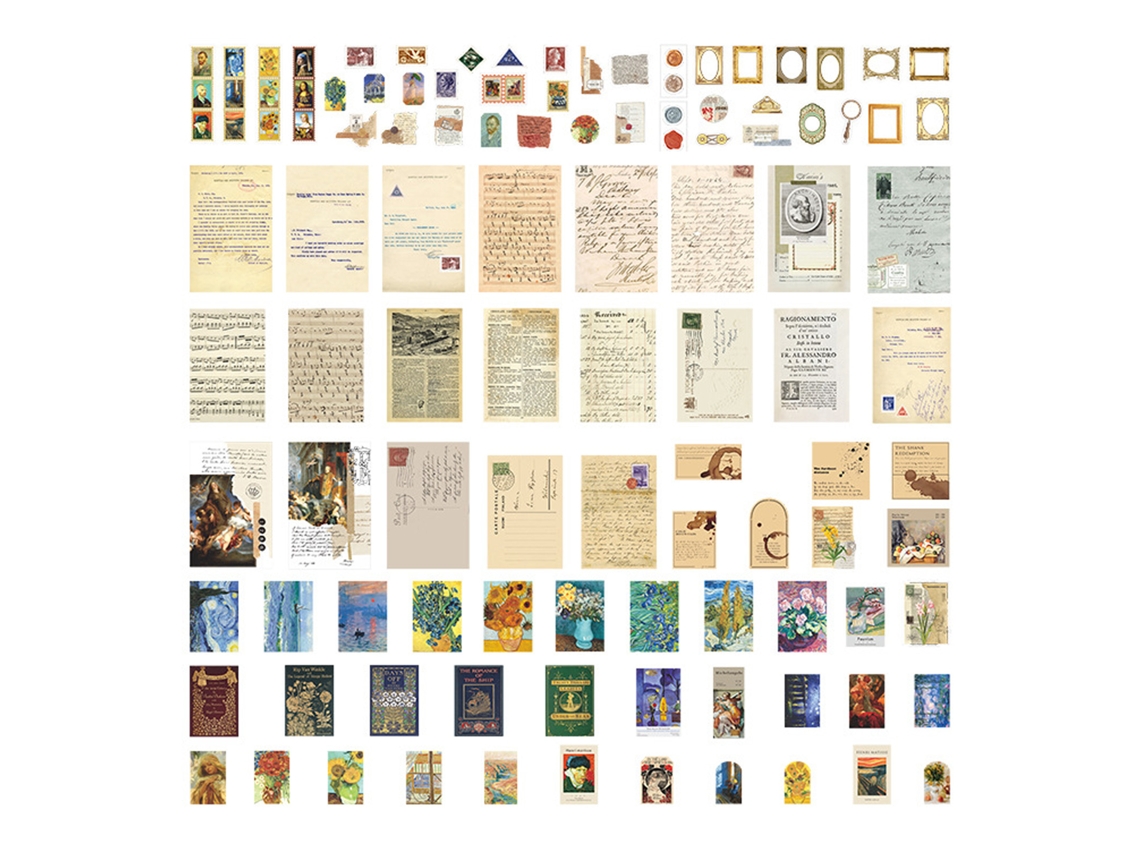 200 Adhesivos de Scrapbooking com Padrões Vintage para Álbuns de Fotos, Diários e Manuais