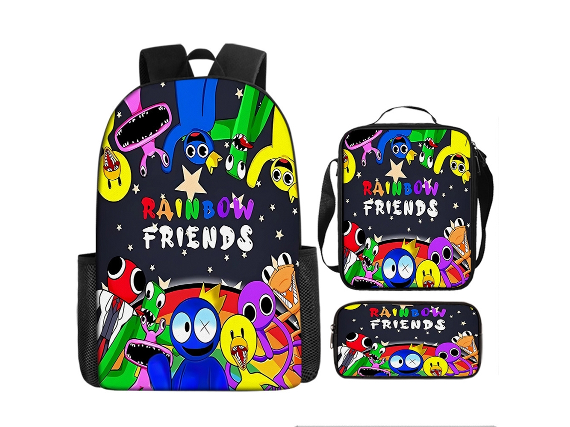 Conjunto De Mochila Infantil Com Estampa De Arco-íris E Três Peças: Mochila, Mochila De Refeição A Tiracolo E Estojo, Modelo 22