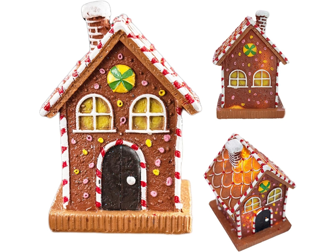 Enfeite De Natal Em Forma De Casa De Gengibre | Estatueta De Resina Equipada