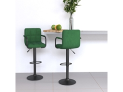 Vidaxl Bancos De Bar 2 Pcs Veludo Verde-escuro