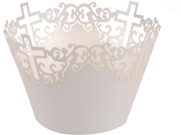 50 X Envelopes De Papel Para Cupcake Com Estampa Cruz Branca