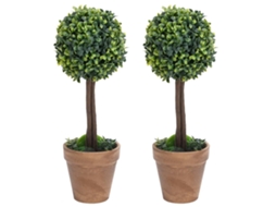 Vidaxl Plantas Bolas De Buxo Artificiais C/ Vasos 2 Pcs 41 Cm Verde