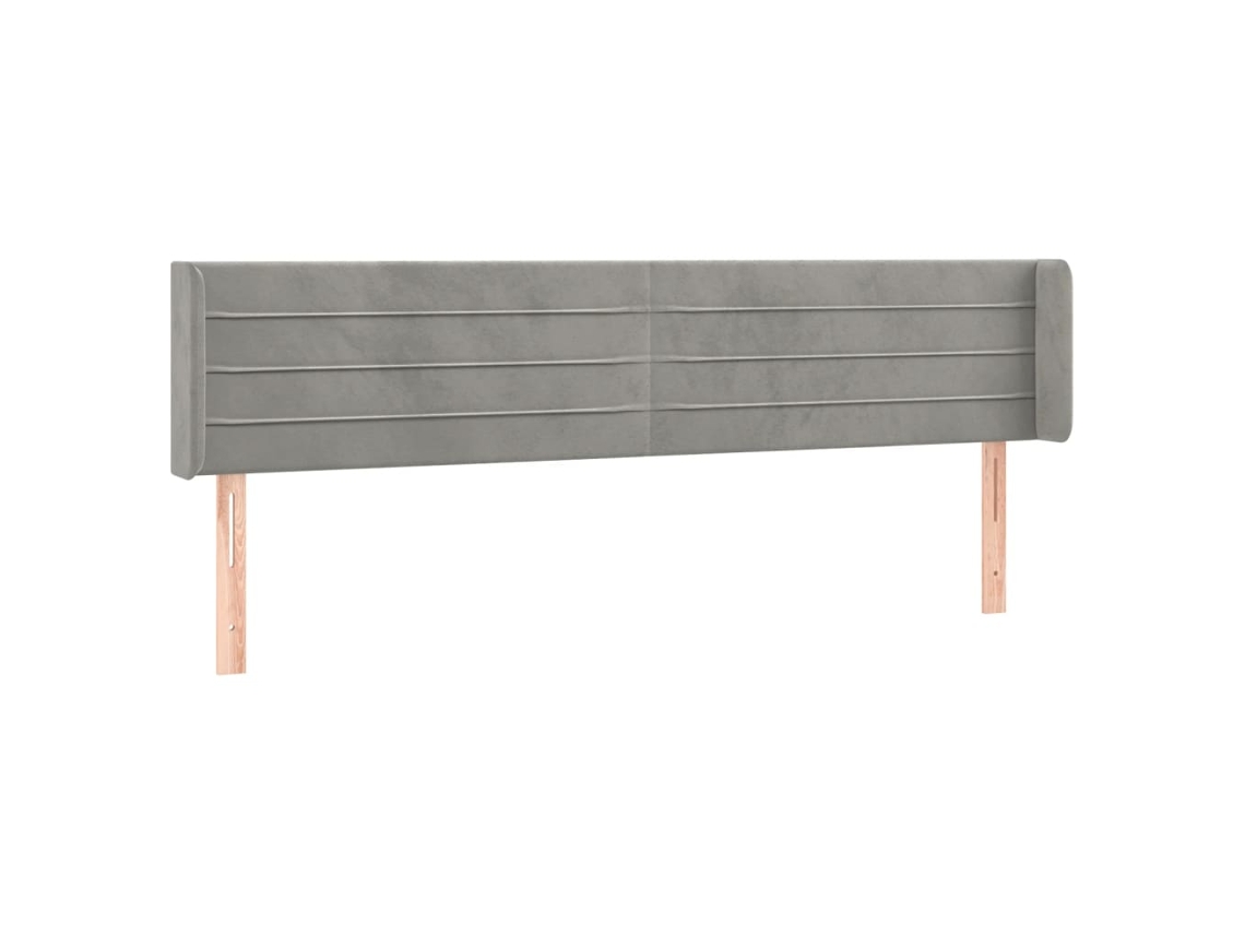 Cabeceira de Cama com Abas Veludo Cinzento Claro MAISON EXCLUSIVE (203x16x78 cm)
